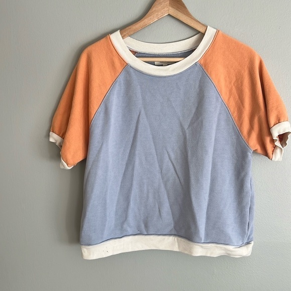 MADEWELL Short-Sleeve Sweatshirt in Colorblock Size Small - Picture 4 of 11